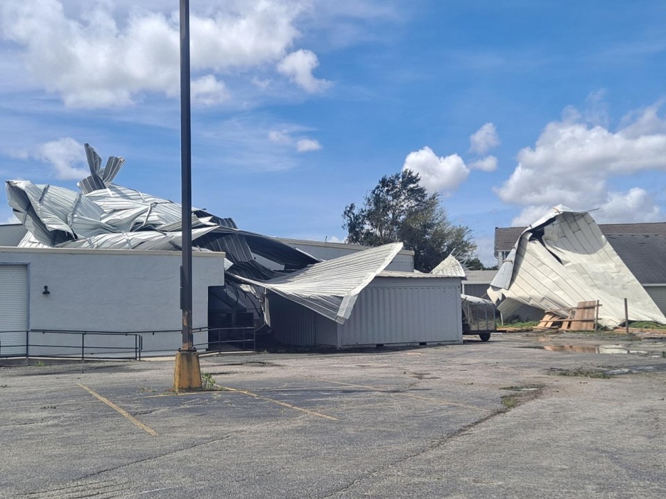 Sheet metal roof ripped away in St. Bernard