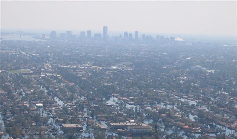 Views of inundated areas in New Orleans following breaking of the levees surrounding the city as the result of Hurricane Katrina.