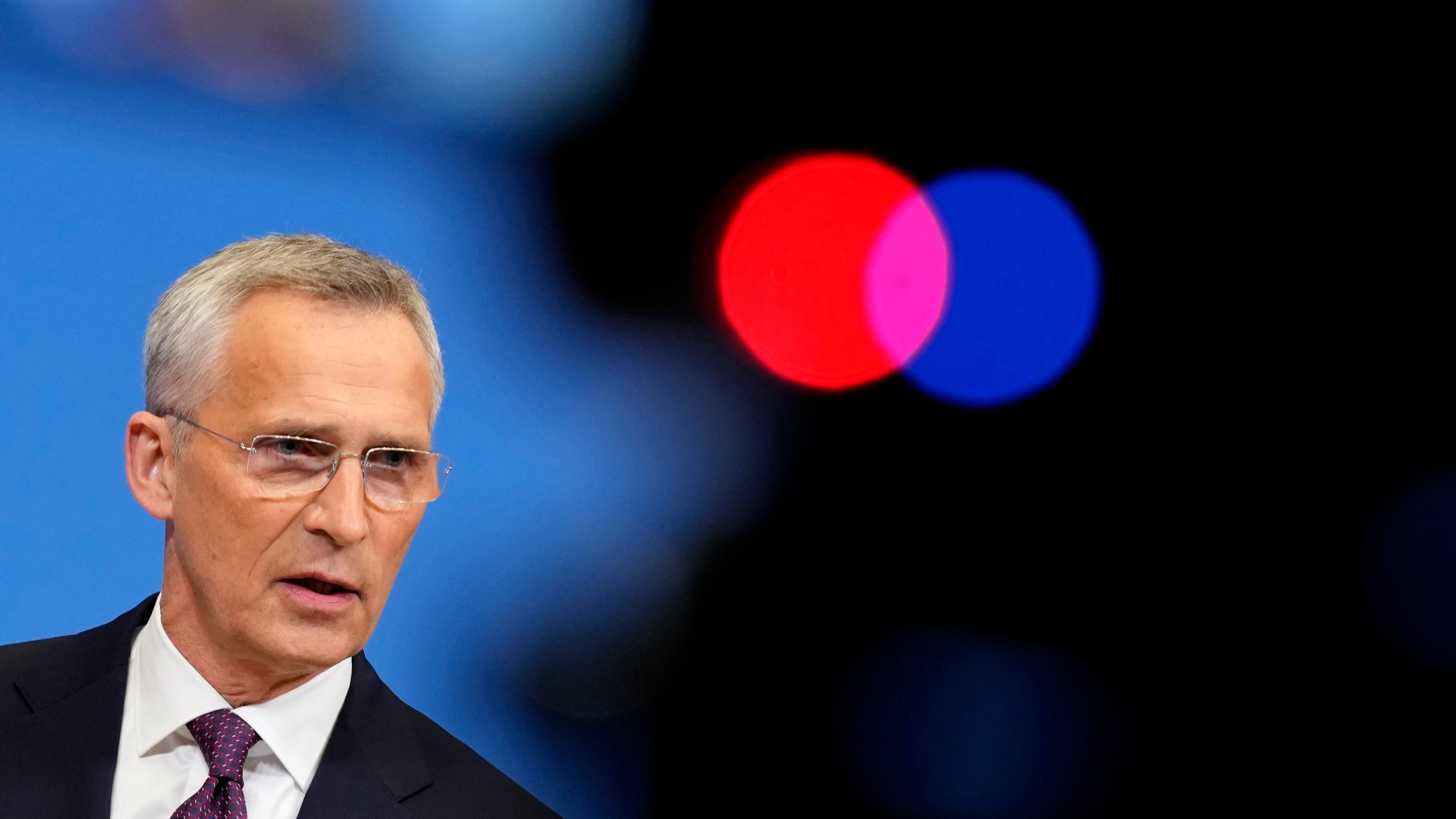 FILE - NATO Secretary General Jens Stoltenberg speaks during a pre-ministerial media conference at NATO headquarters in Brussels, Wednesday, June 14, 2023. NATO Secretary-General Jens Stoltenberg will stay in office for another year, the 31-nation military alliance decided on Tuesday. Stoltenberg said in a tweet that he is "honoured by NATO Allies' decision to extend my term as Secretary General until 1 October 2024." (AP Photo/Virginia Mayo, File)