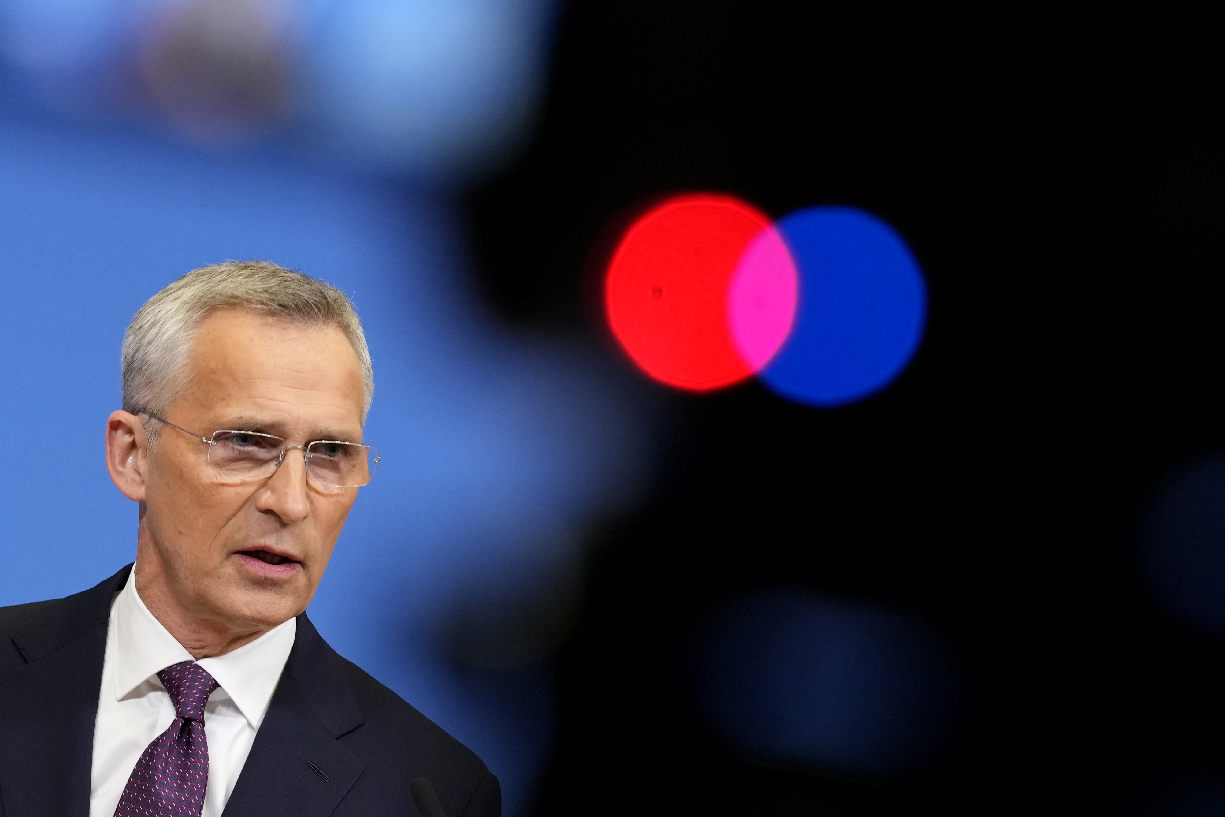 FILE - NATO Secretary General Jens Stoltenberg speaks during a pre-ministerial media conference at NATO headquarters in Brussels, Wednesday, June 14, 2023. NATO Secretary-General Jens Stoltenberg will stay in office for another year, the 31-nation military alliance decided on Tuesday. Stoltenberg said in a tweet that he is "honoured by NATO Allies' decision to extend my term as Secretary General until 1 October 2024." (AP Photo/Virginia Mayo, File)