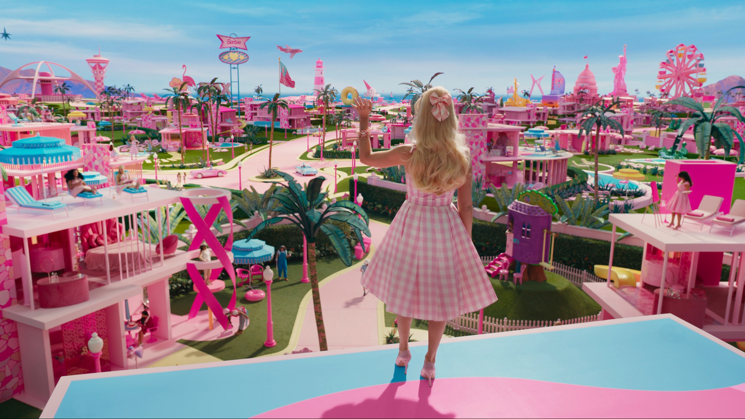 This image released by Warner Bros. Pictures shows Margot Robbie in a scene from "Barbie." (Warner Bros. Pictures via AP)