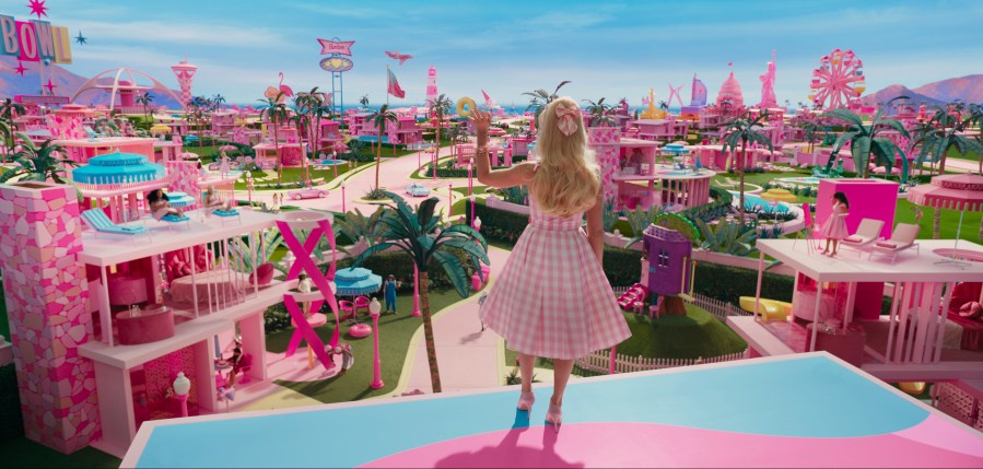 This image released by Warner Bros. Pictures shows Margot Robbie in a scene from "Barbie." (Warner Bros. Pictures via AP)