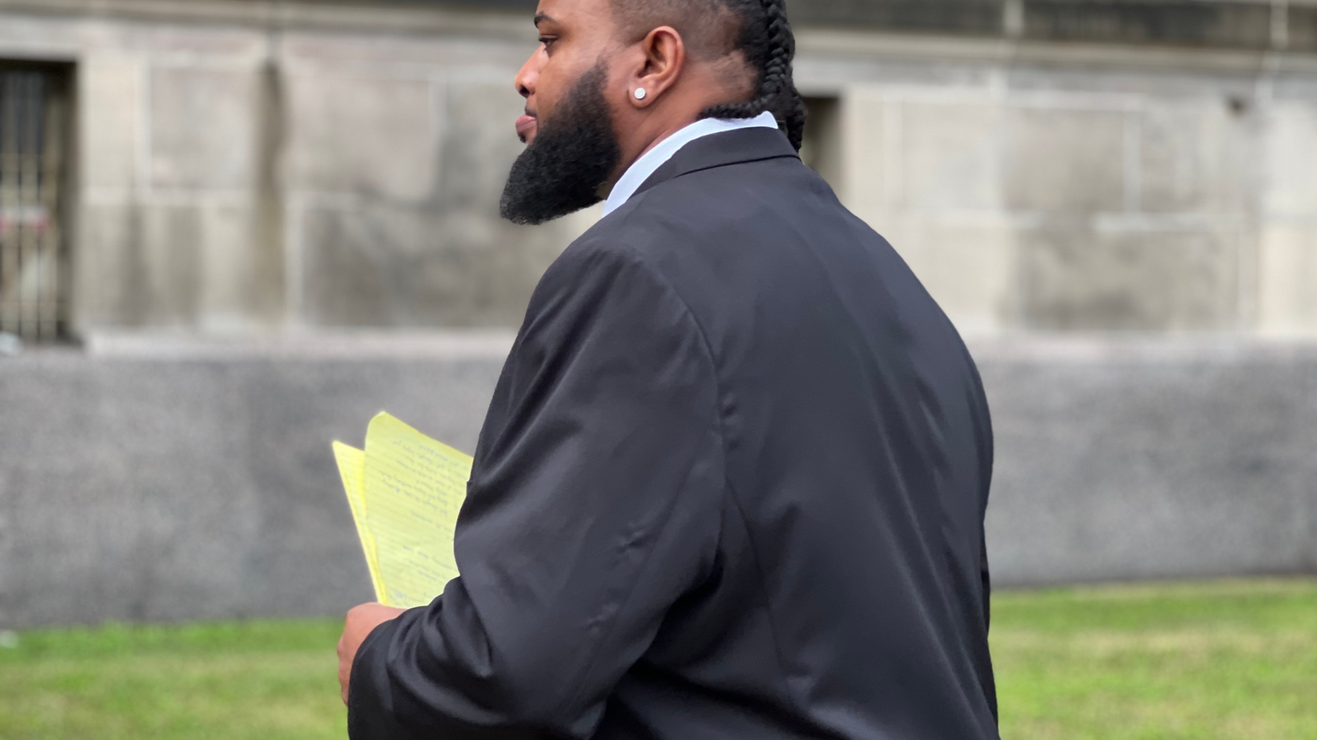 Cardell Hayes walking into court on Tuesday, Jan. 23, 2024.