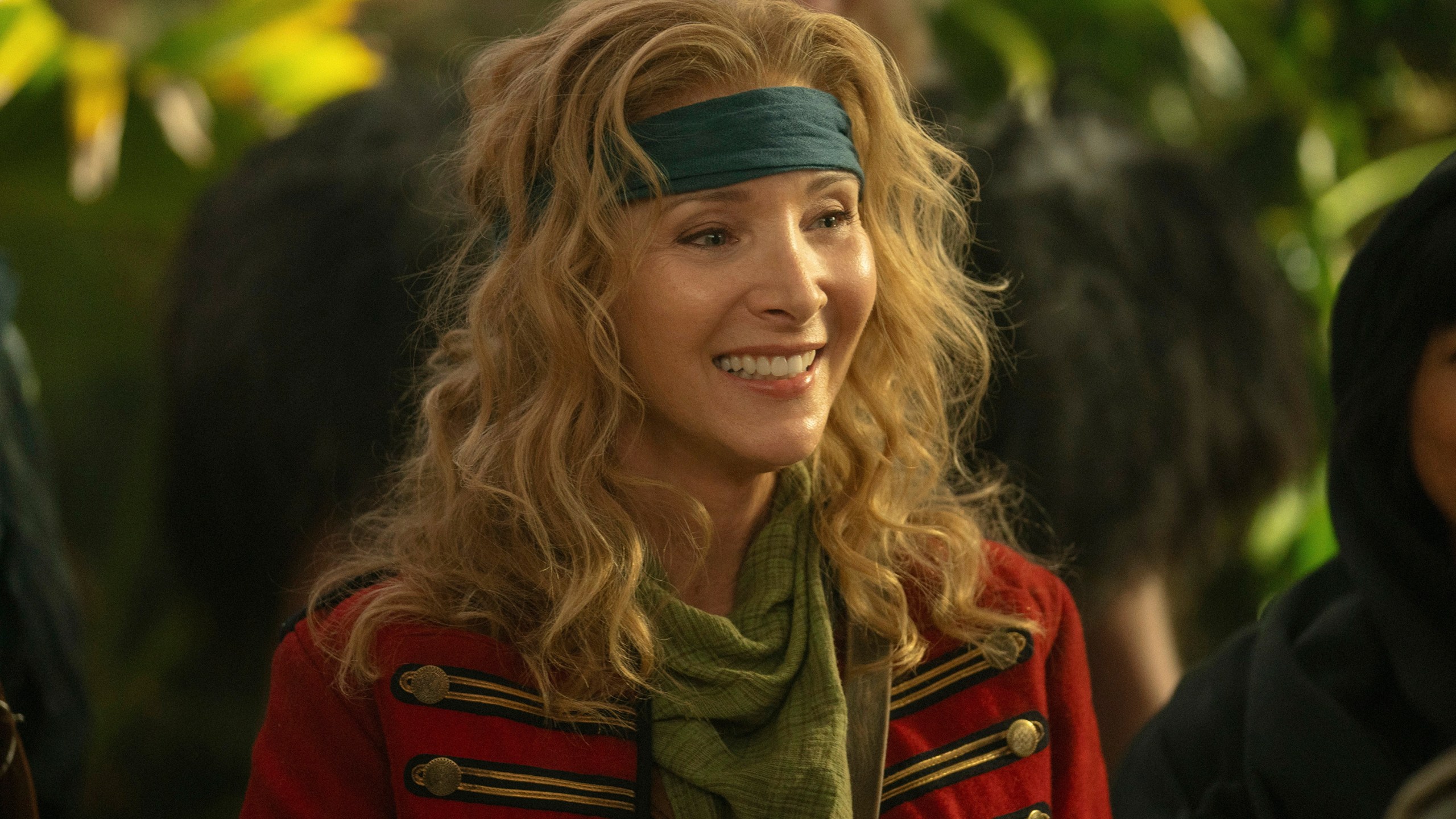 This image released by Apple TV+ shows Lisa Kudrow in a scene from the series "Time Bandits." (Matt Grace/Apple TV+ via AP)