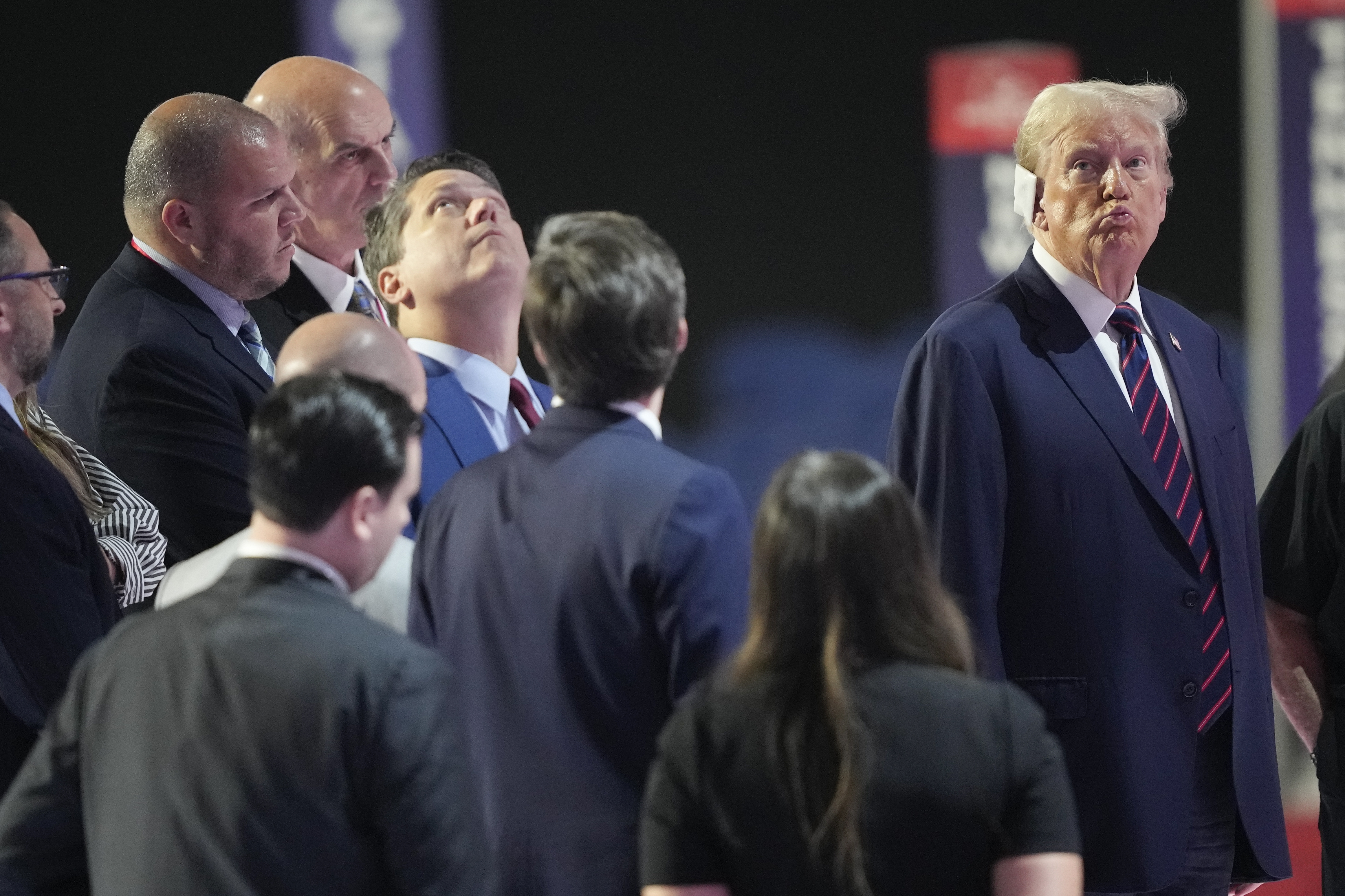 Republican presidential candidate former President Donald Trump is seen during a walkthrough for the Republican National Convention Wednesday, July 17, 2024, in Milwaukee. (AP Photo/Charles Rex Arbogast)